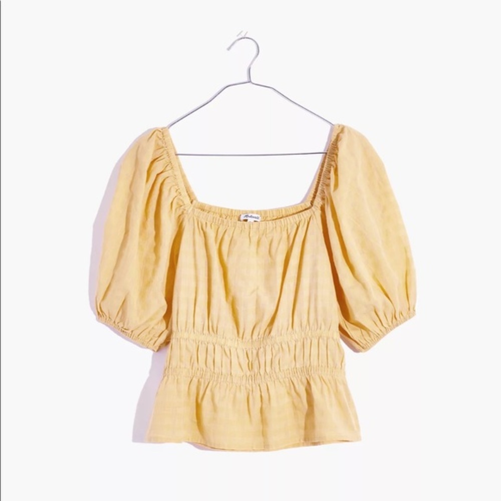 • Madewell • Smocked Waist Crop Top Size Medium - Autumn Gold